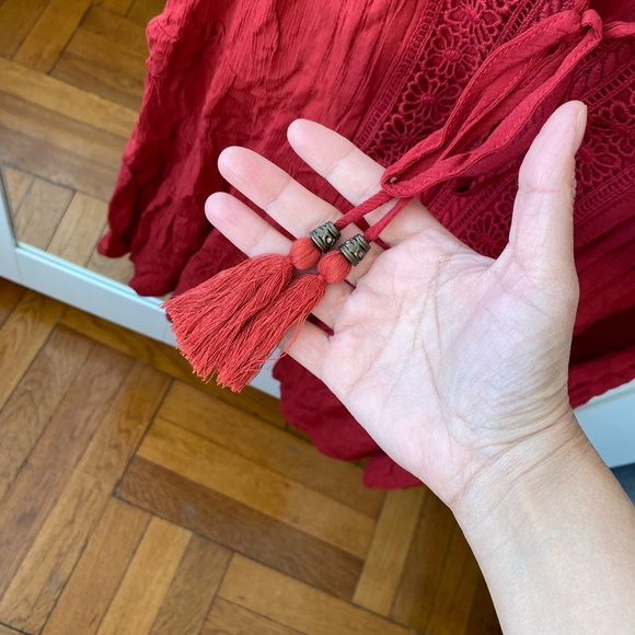 Knox Rose Women's Tank Top in a red embroidered and tassels - XS - Picture 3 of 9